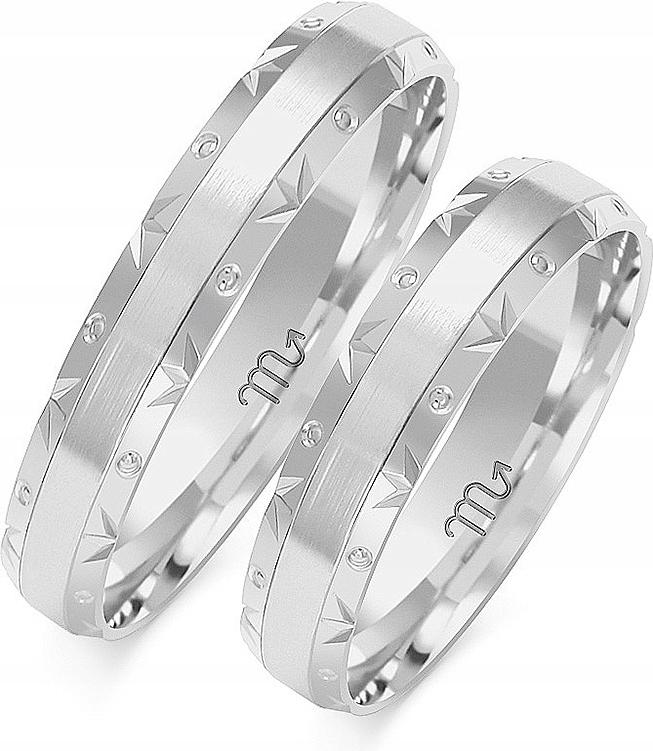 Bílé zlato, jemný snubní prsten 14k 585 r 29 30 31, originální s gravírováním