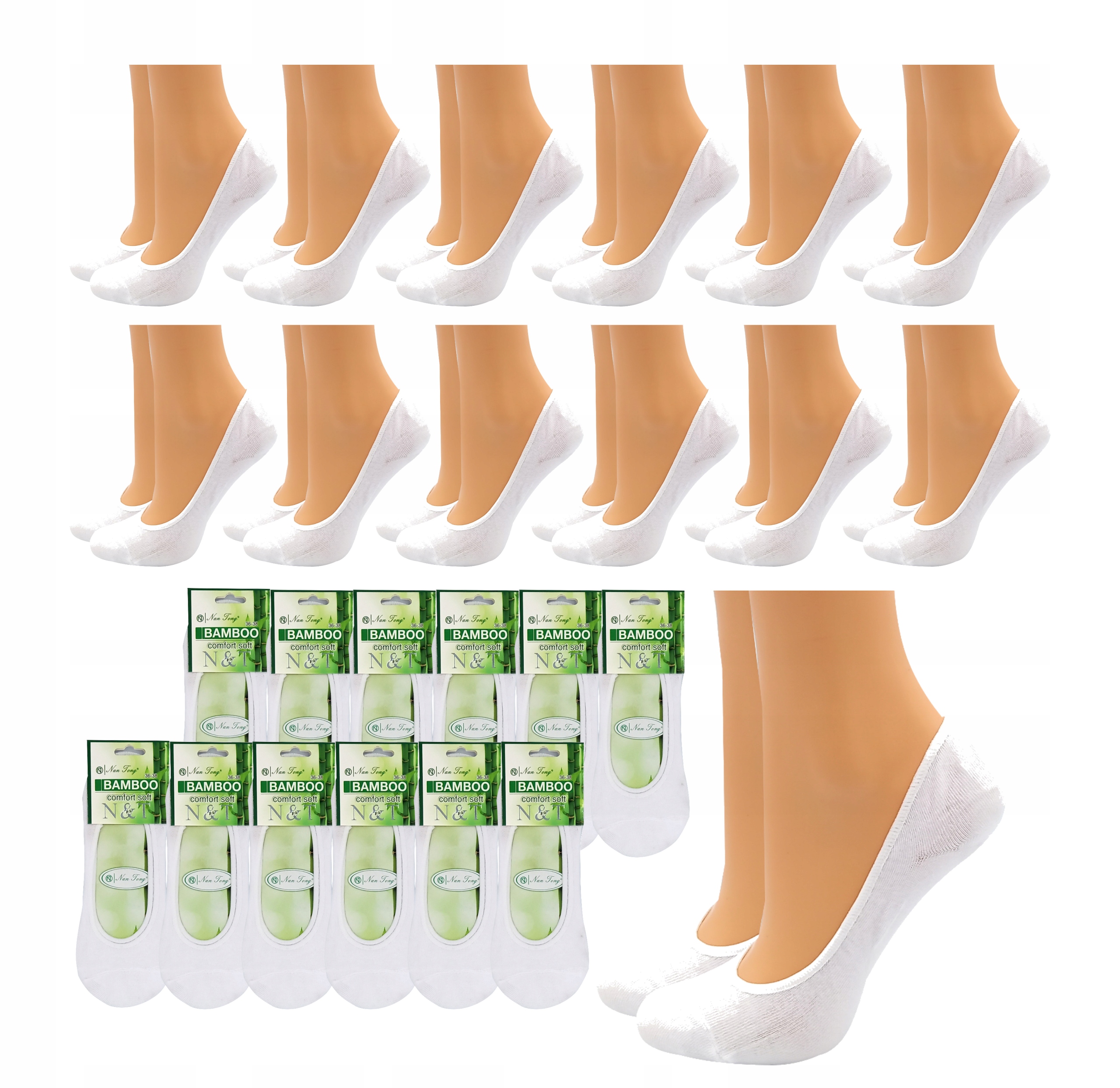 

12-PAK Bambusowe Stopki damskie skarpetki 35-39