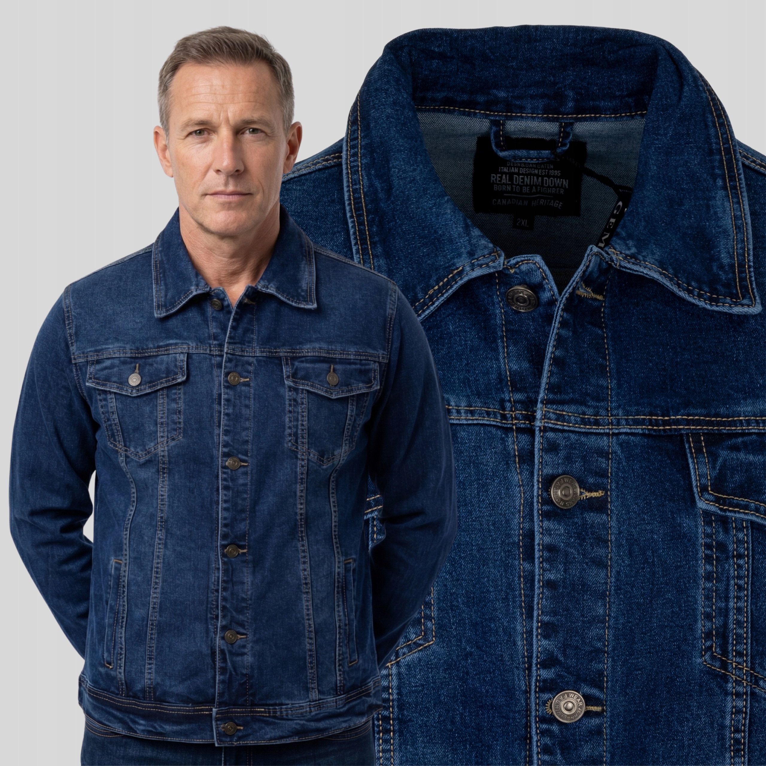 Katana jeansowa męska Kurtka na wiosnę Klasyczna Prosta Duży rozmiar 6XL