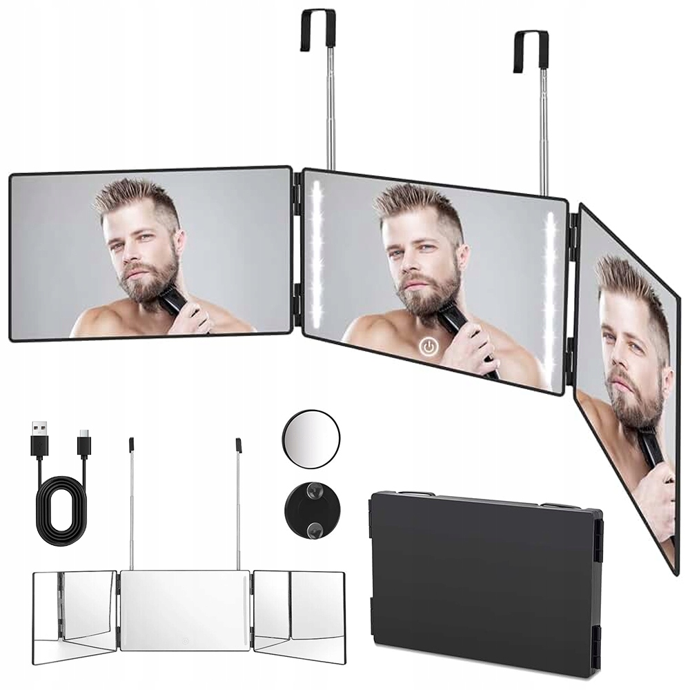 Zrcadlo 3-STRANNÉ Sklopné Také Led Osvětlení