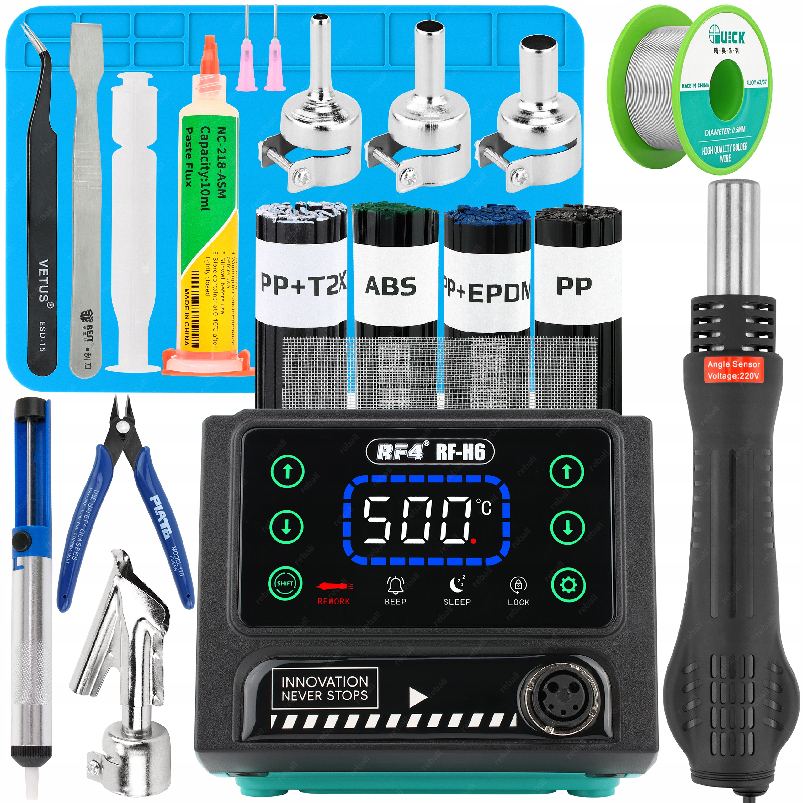 Pájecí Stanice Hot Air Pro Svařovač Plastů RF4 RF-H6 600W 500°C XXLv2