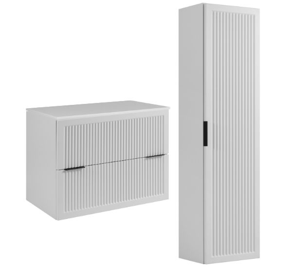 Sada koupelnová skříňka závěsná 80 sloupků 136 Přední části Mdf Blat Bílá Blat