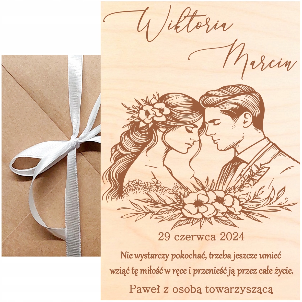 Dřevěná Svatební Kartička Personalizovaná Cedulka Dárek Pro Mladý Pár