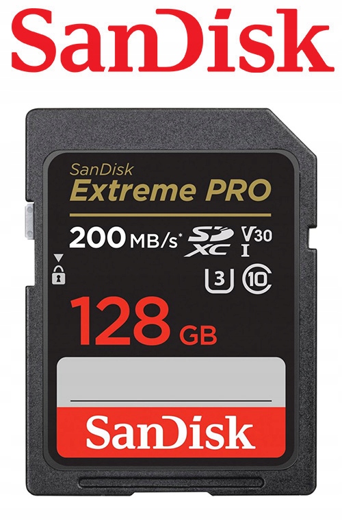 Sandisk SDXC EXTREME PRO 128GB 200MB/s UHSI V30 U3 Typ karty SDXC