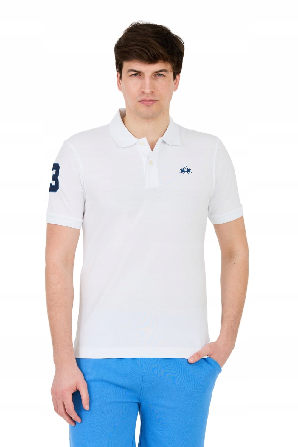 La Martina Bílé polokošile s malým logem L