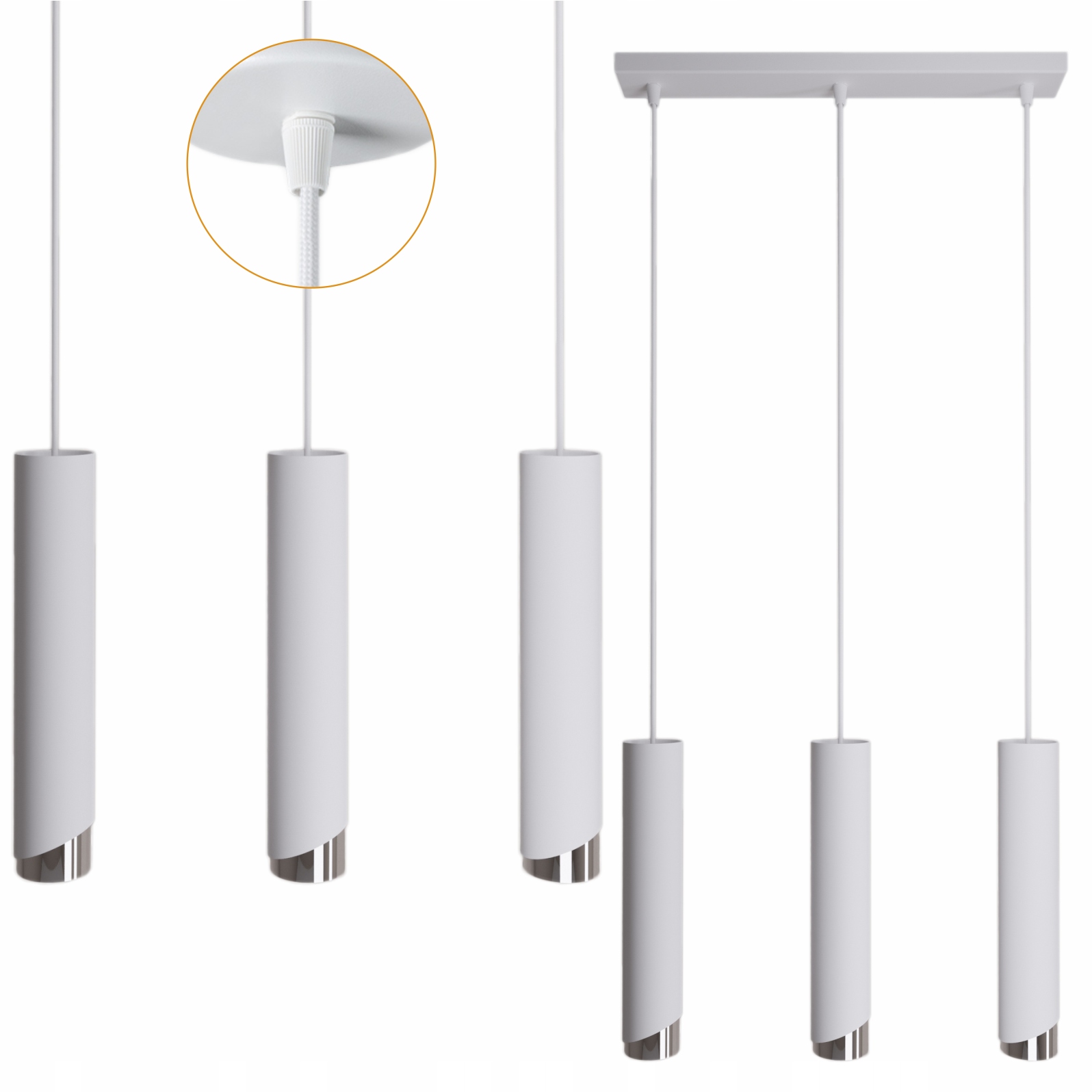 Závěsná Stropní lampa Lustr Stropní Svítidlo Tuba Kov Led GU10 Loft Moderní