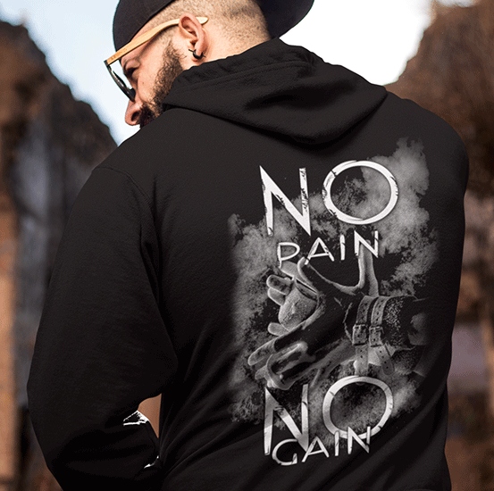 

Bluza Z Kapturem na siłownię No Pain No Gain 2