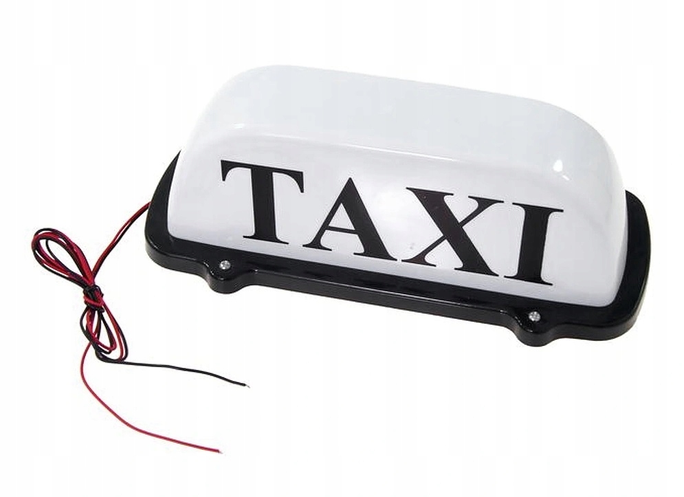 

Lampa Szpakówka Biała Na Magnes Z Napisem Taxi
