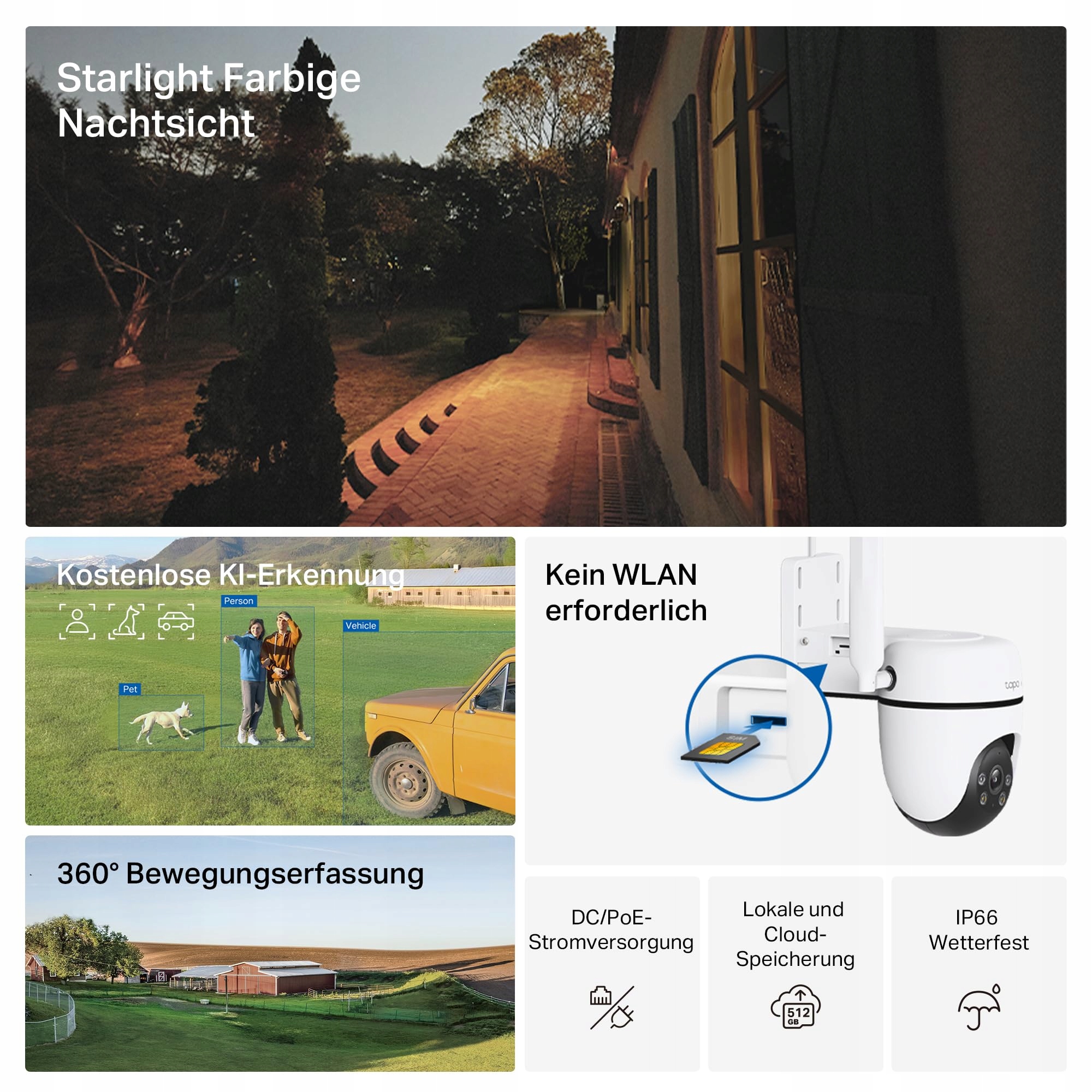 TAPO C501GW Kamera 360° 4G LTE SIM Starlight AI 1080P IP66 Bez WiFi — miniatura 3