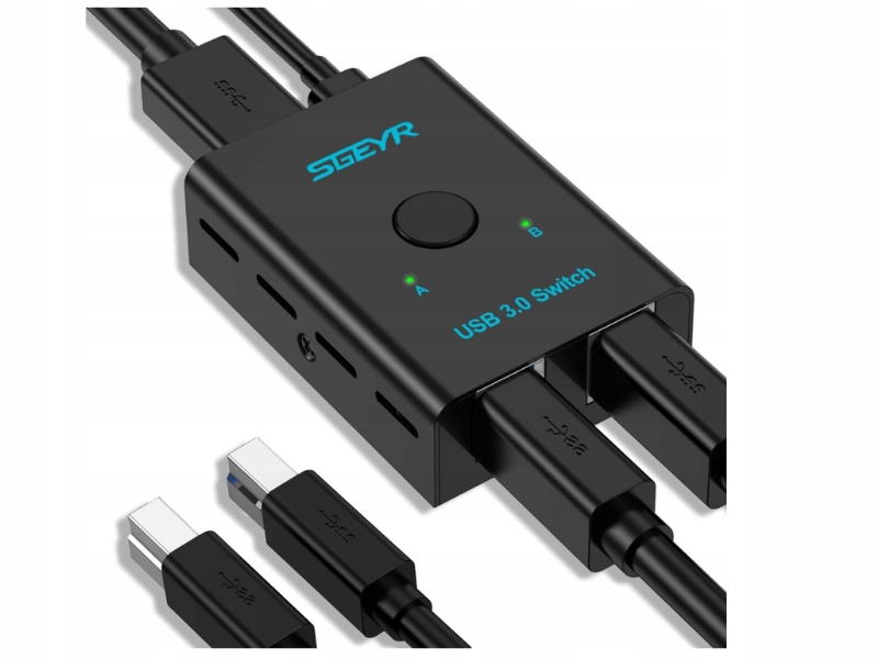 Přepínač Usb 3.0 Sgeyr Konektivita 2 počítačů kabely součástí balení