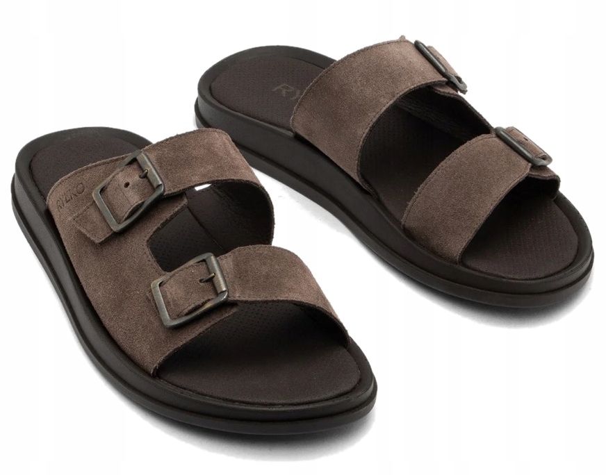 Ryłko hnědé pánské nazouváky z přírodní velurové kůže 41