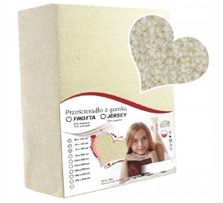 

Prześcieradło frotte z gumką 180x200 frote ecru