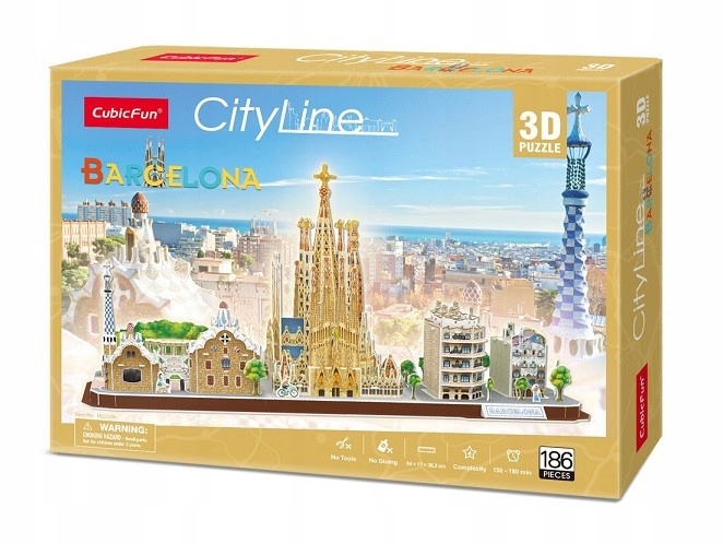 PUZZLE 3D CITYLINE Barcelona 186el Bazylika Park Marka Cubic Fun