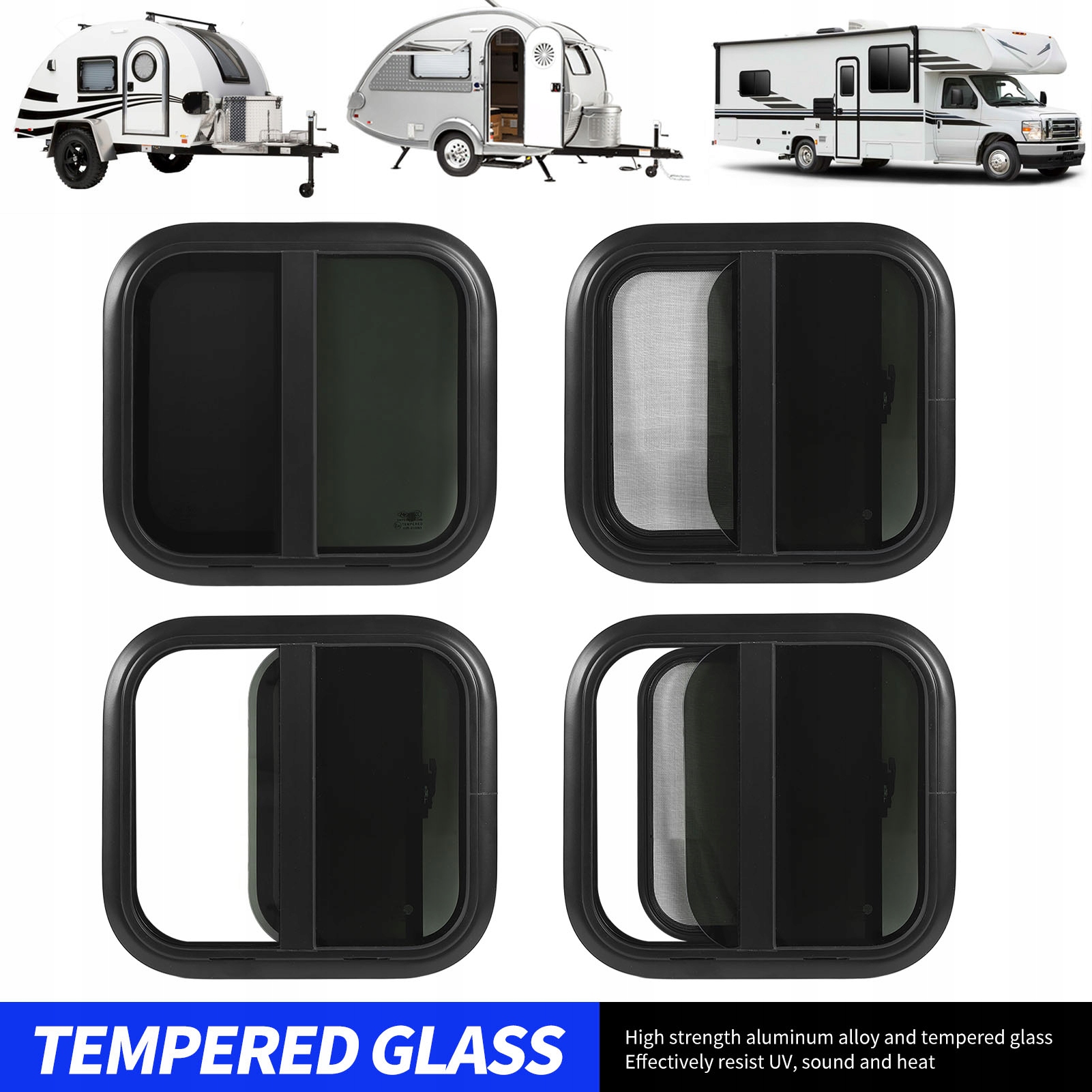 OKNO PRZESUWNE DO PRZYCZEPY KEMPINGOWEJ 50*40CM Marka Inna