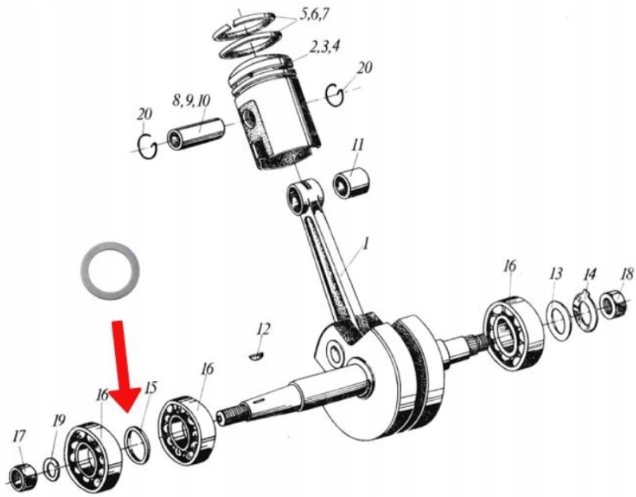 PODKŁADKA DYSTANSOWA MIĘDZY ŁOŻYSKA ROMET KOMAR