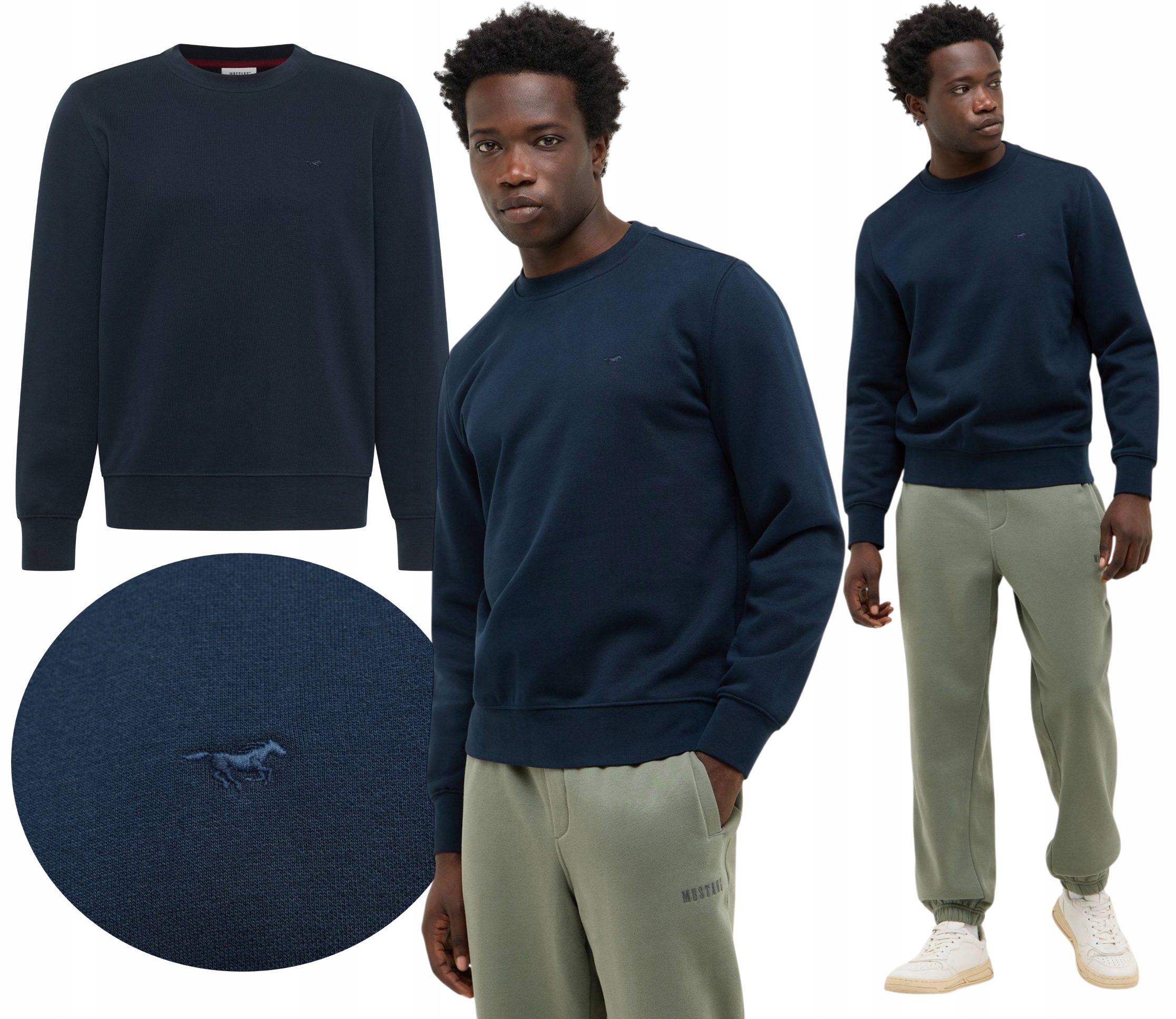 Mikina Tmavě modrá Pánská Mustang Bez Kapuce Bavlněná Clio Logo Výšivka vel. XXL