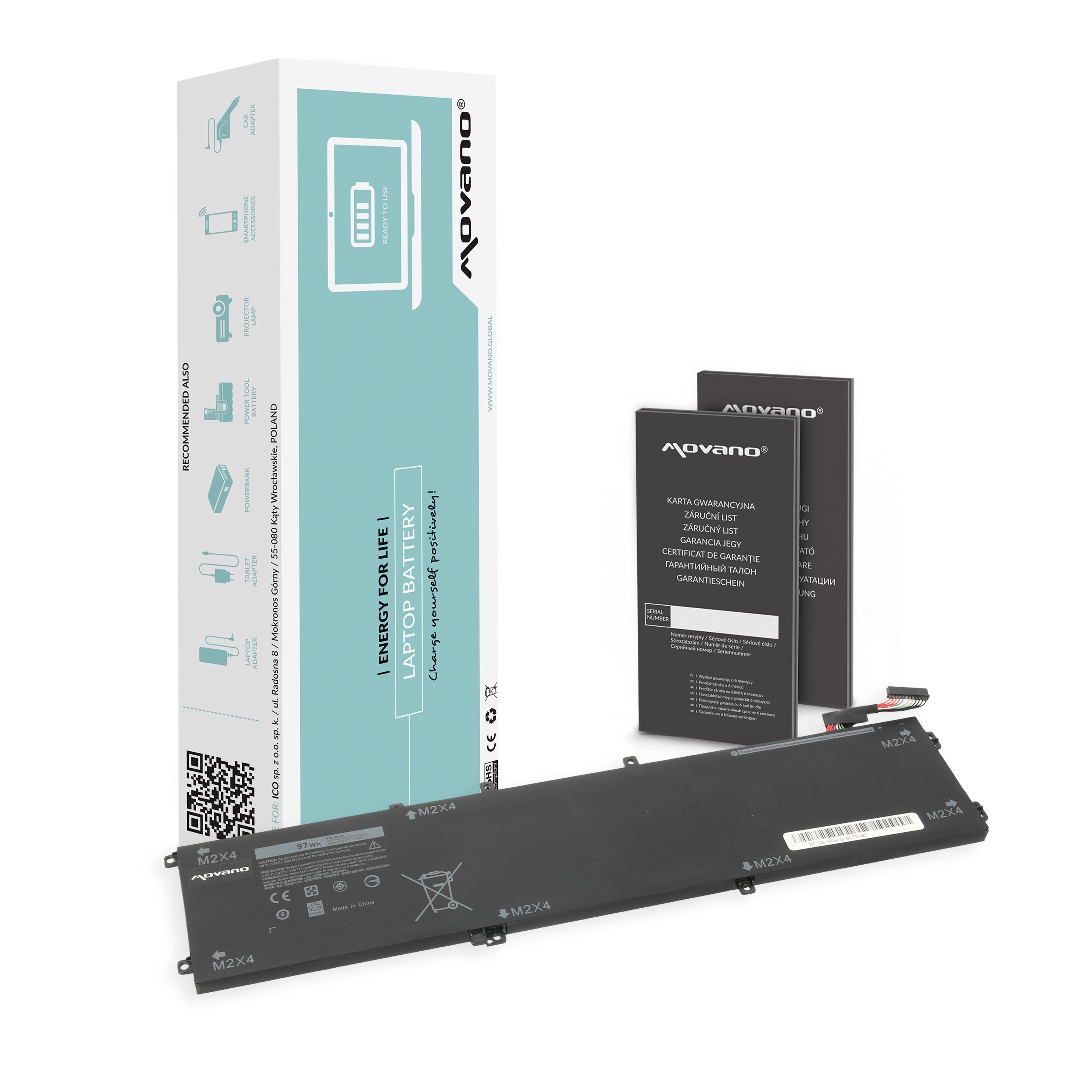 Movano Bateria 6GTPY do Dell XPS 15 9550 - 6000 mAh (69 Wh)