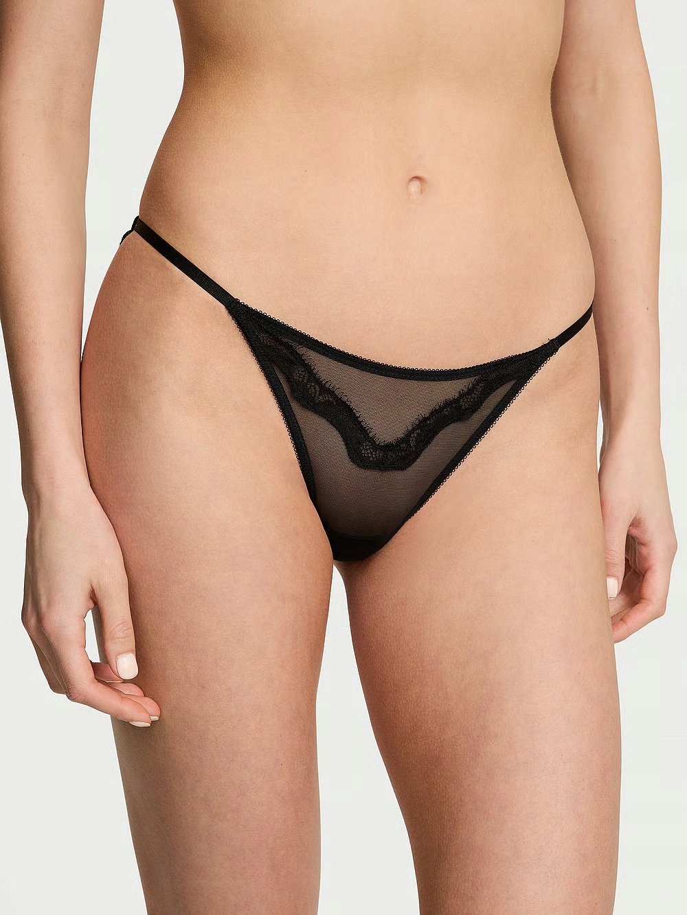 Kalhotky krajkové s horskými krystaly Victoria's Secret černé S