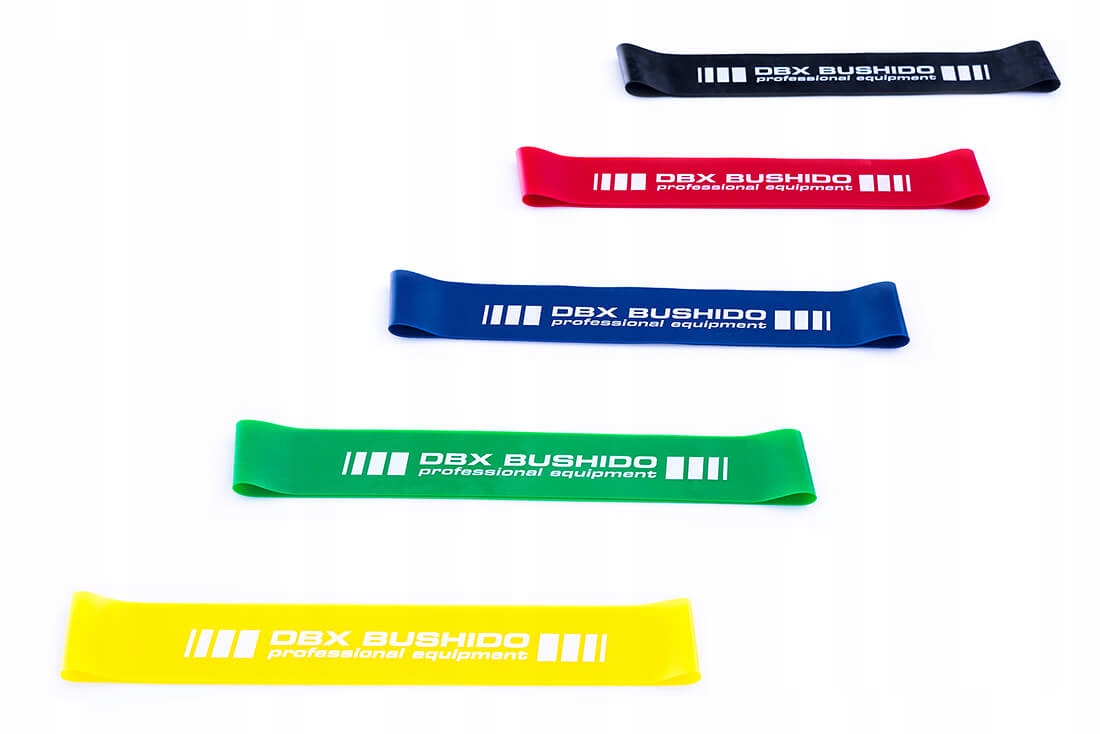 GUMA TRENINGOWA MINI POWER BAND ZIELONA DARMOWY ZESTAW ĆWICZEŃ DBX BUSHIDO Długość 61 cm