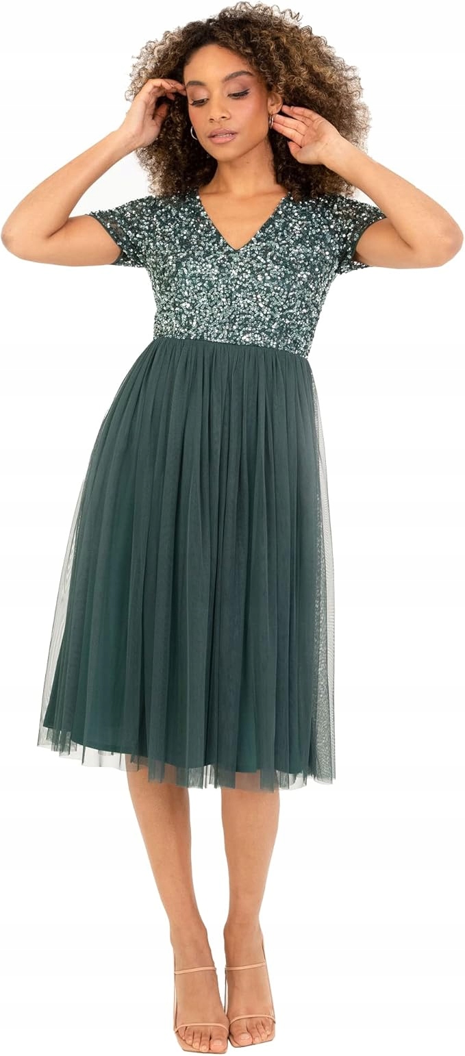 Maya Deluxe Šaty Zelená Zdobená Šaty 40 6BA