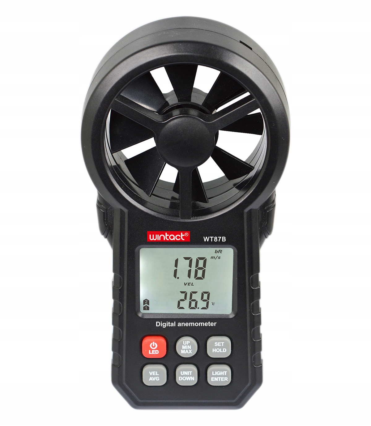 ANEMOMETR WIATROMIERZ MIERNIK WIATRU TEMP POMIAR PRĘDKOŚCI POWIETRZA BT APP EAN (GTIN) 5904013905176