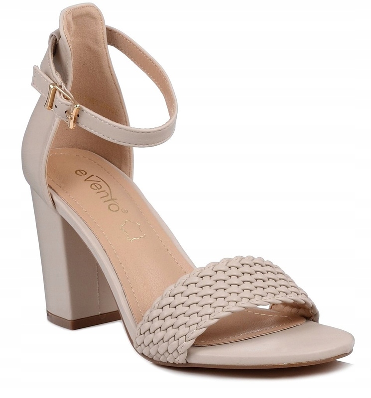 Sandały damskie beżowe Evento 5945 wizytowe na obcasie odkryte palce 37