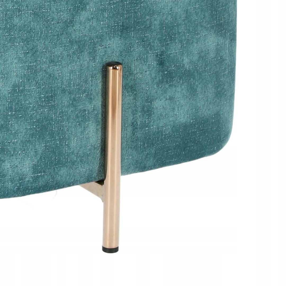 TURKUSOWA PUFA DO SALONU, KWADRATOWA, GLAMOUR, ZŁOTY METAL, WELUR Typ tapicerowana