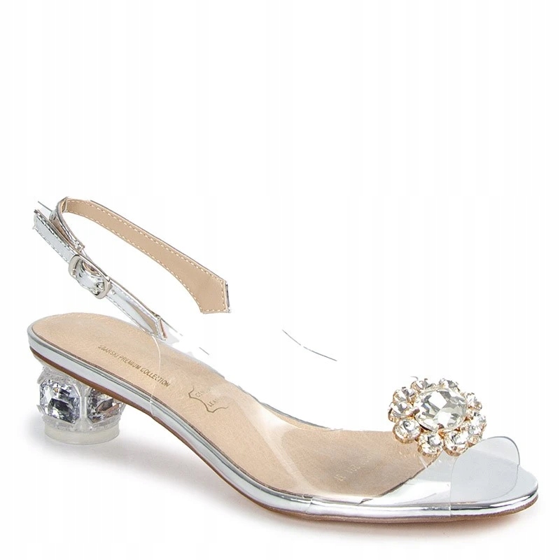 S.barski MR38-291 Transparentní Sandály S Ozdobou, Stříbrné 37