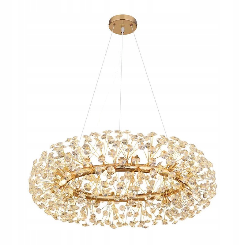 Lukkolight Lampa wisząca kryształowa okrągła 12xG9 Ø60cm złota