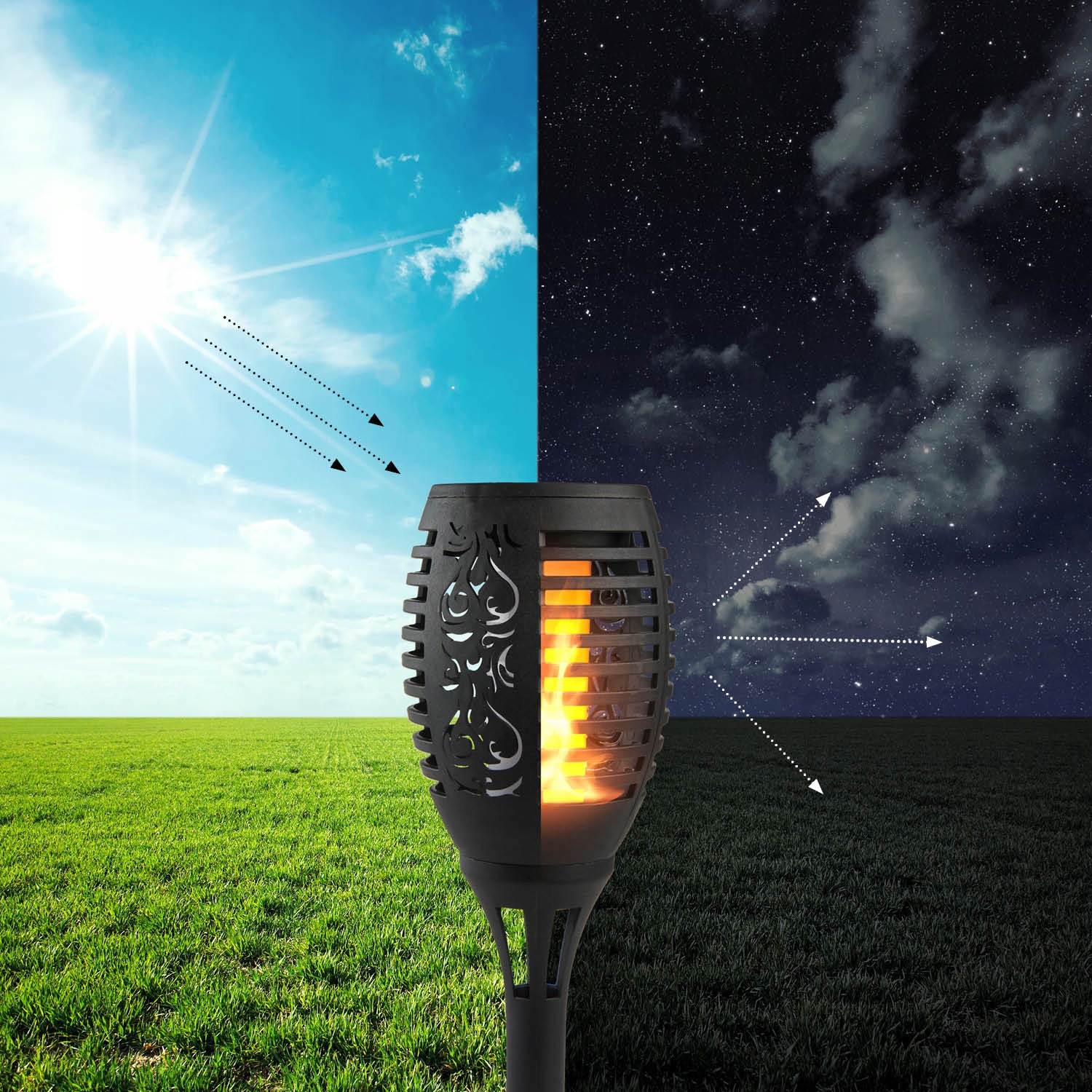 Solar LED 4x SPARKLE ogród 0,12W efekt płomienia Wysokość całkowita 53 cm