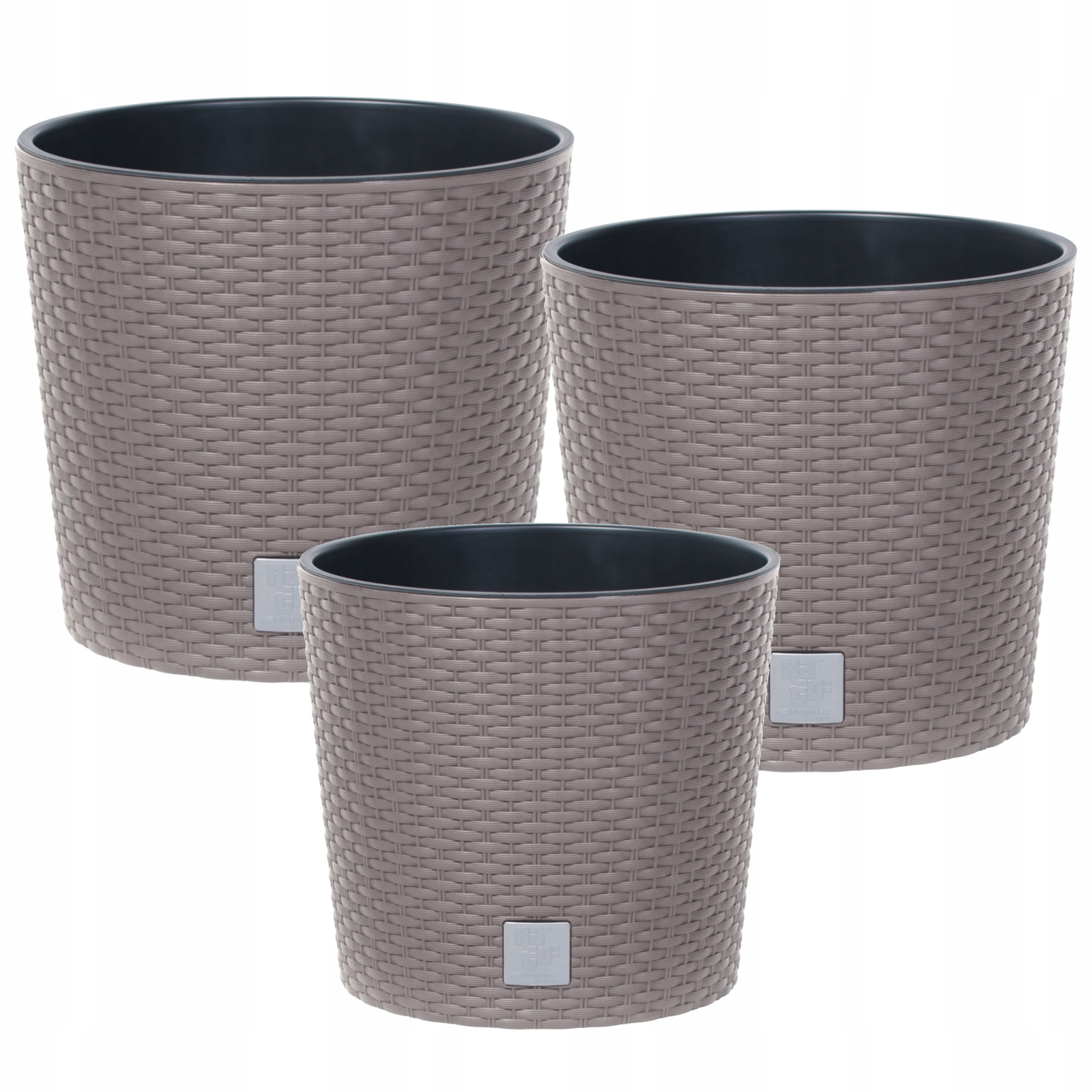 

Zestaw 3x Donica Rattan Okrągła Kremowa 19 22 27cm