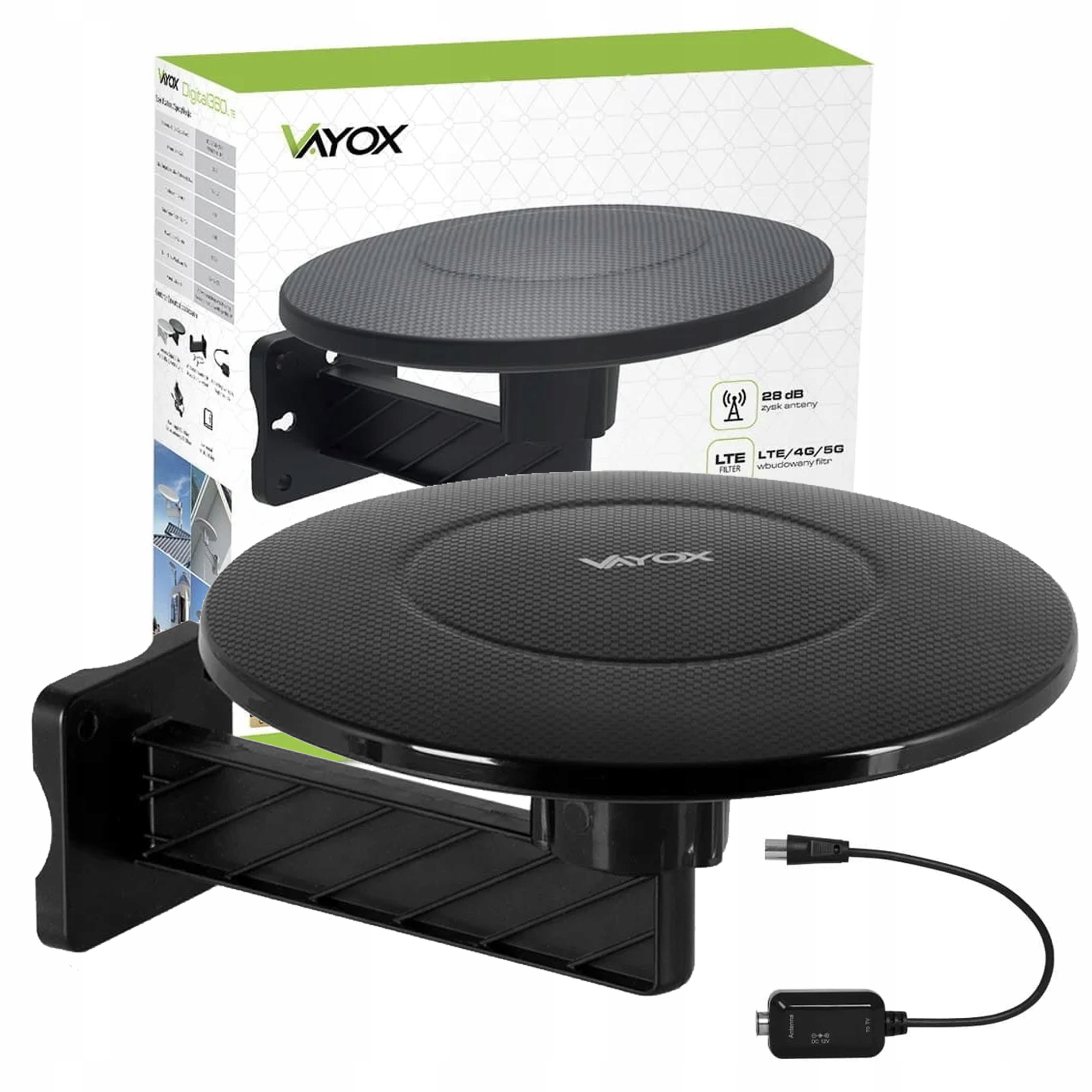 Pozemní anténa pro DVB-T2 4K MUX8 360 stupňů aktivní Lte filtr bez rušení