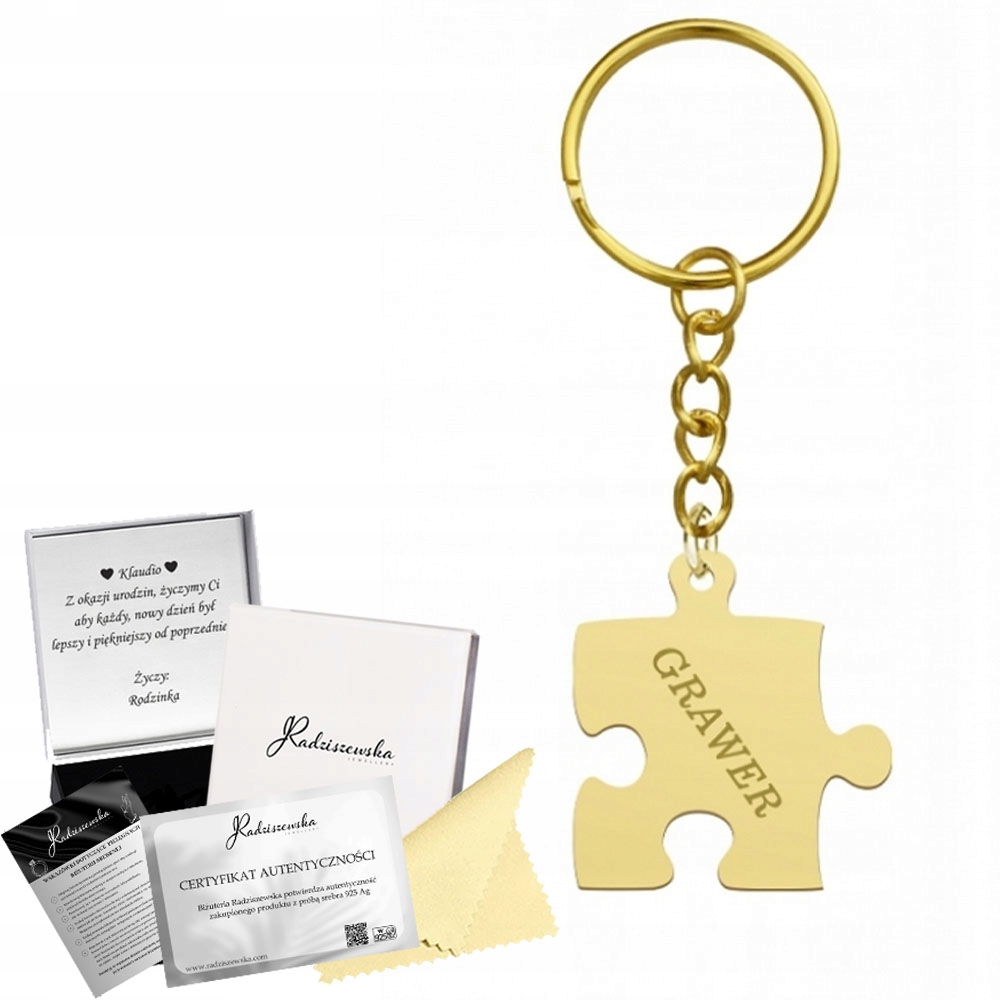 Přívěsek Na Klíče na klíče Puzzel Zlatý Dárek Stříbro 925 Narozeniny Gravírování Přání