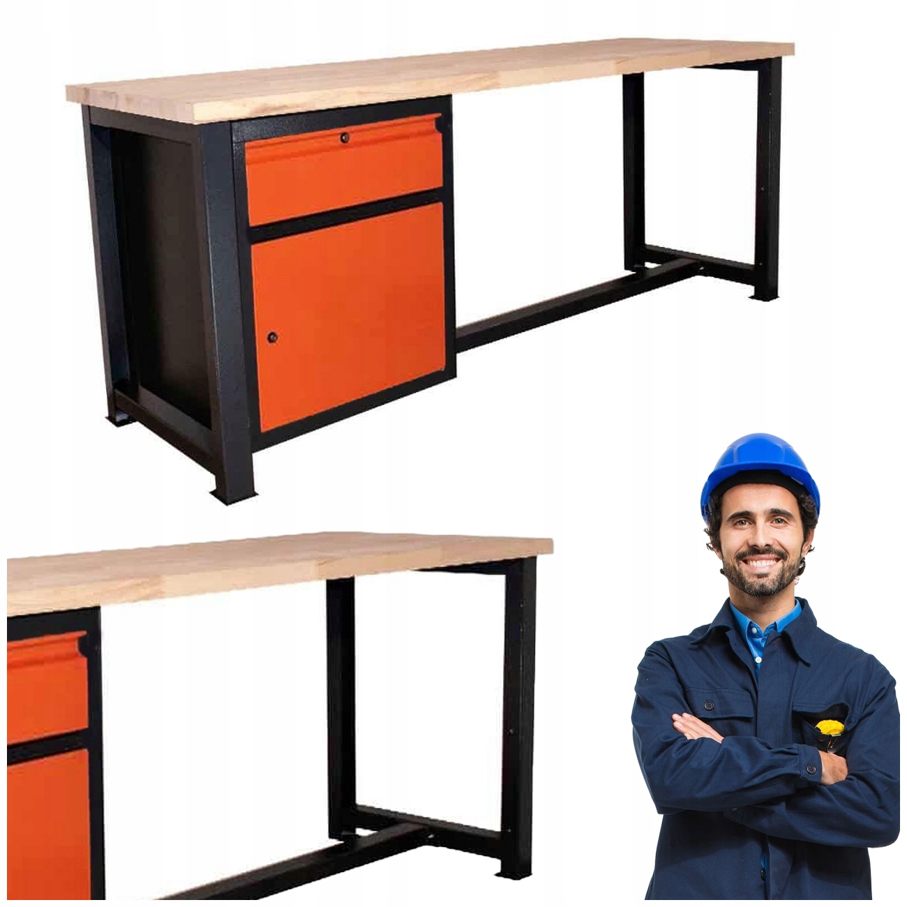 Průmyslový Pracovní Stůl Kovový, Silný, Pro Dílnu 210X68X83 CM P-2125