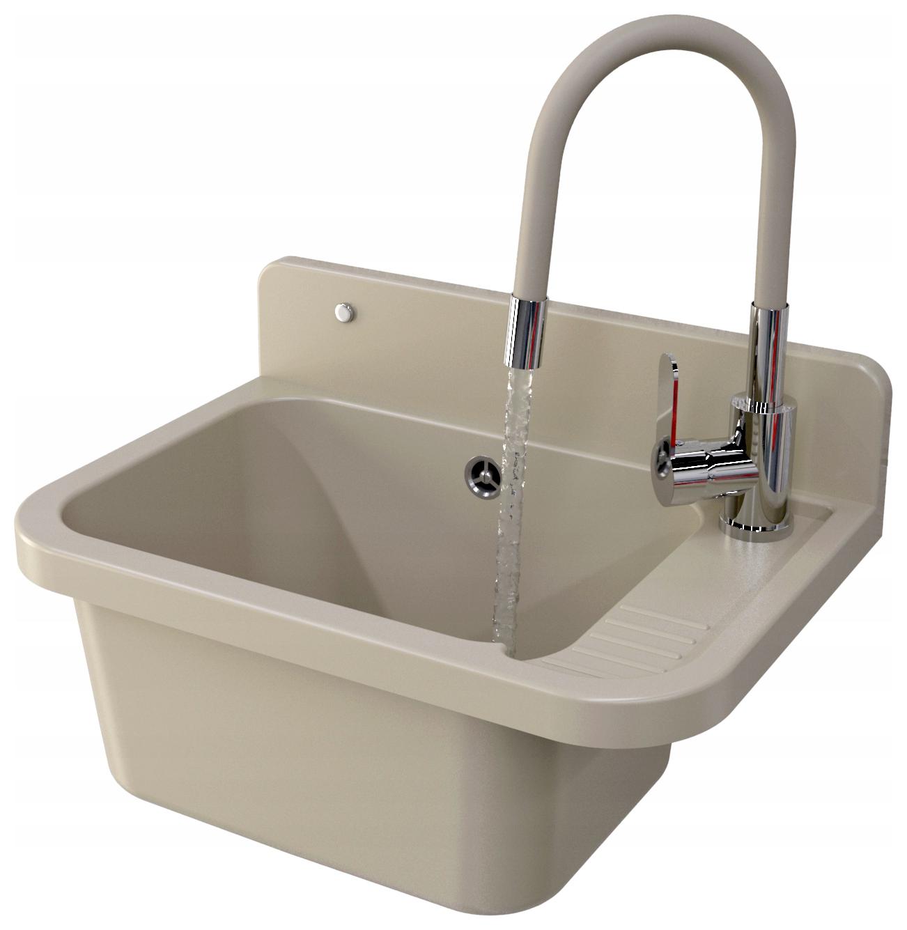 Technický Dřez S Technickou Komorou, Baterie Béžová S Flexibilní Ramínko Paron