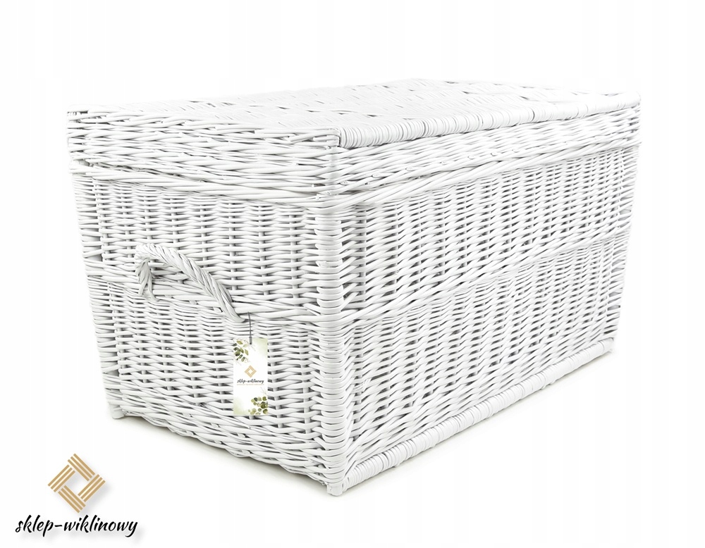 Bílý proutěný kufr s plochým víkem Výrobce 70 cm
