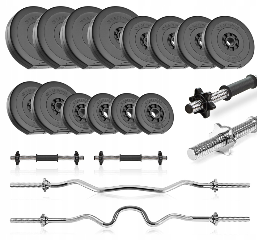 Sztanga 47KG Zestaw siłownia Z Obciążeniem ciężary Z 3 Gryfami hantle Gryf