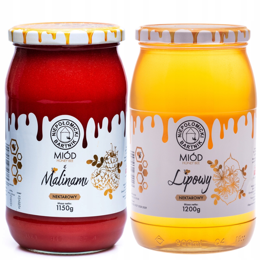 Lipový med 1200 g Med s malinami 1150 g Polský Pravý Z Pasieki Porębski