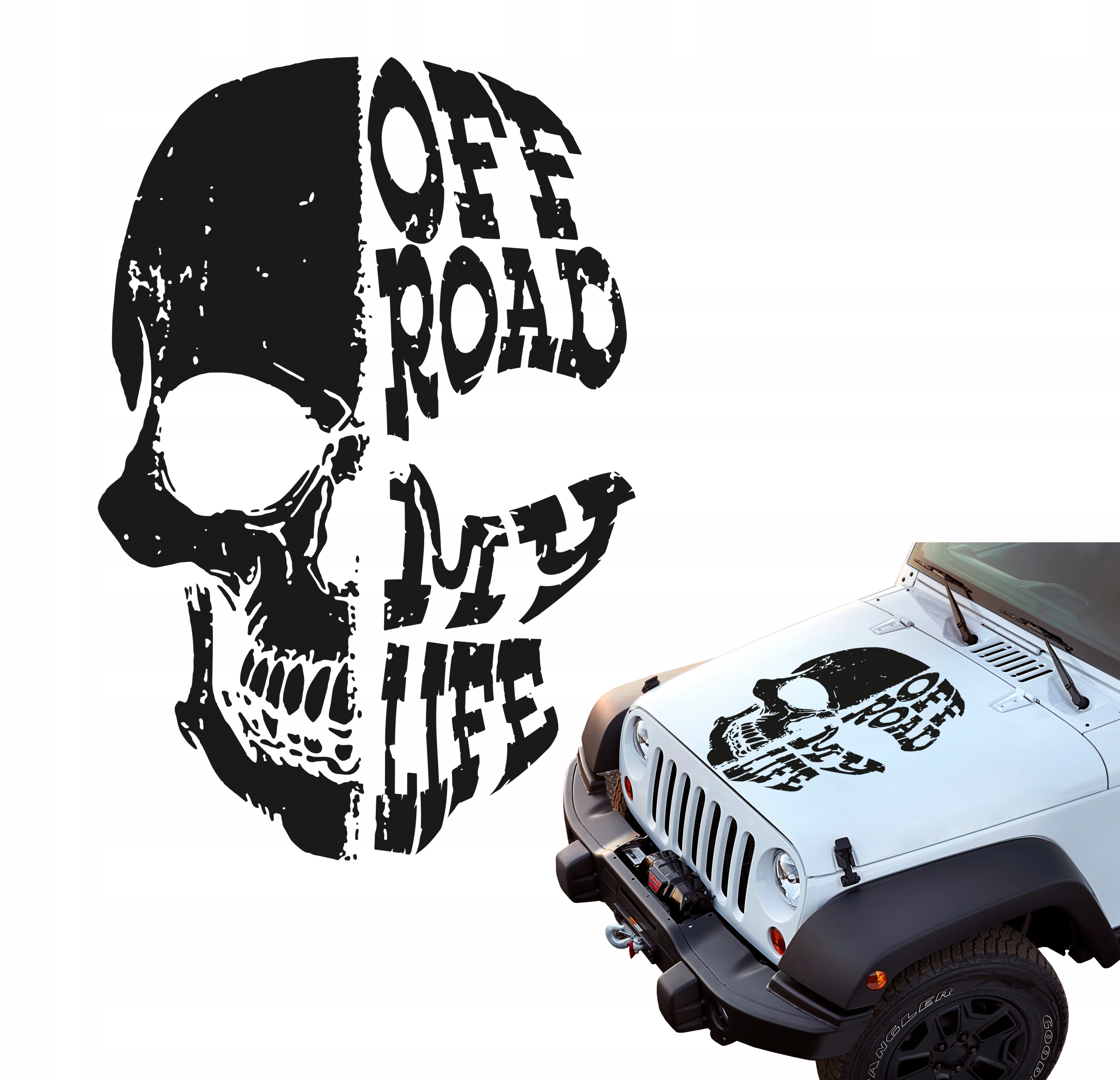 Samolepka Grafika na auto masku Off Road My Life lebka 53x80
