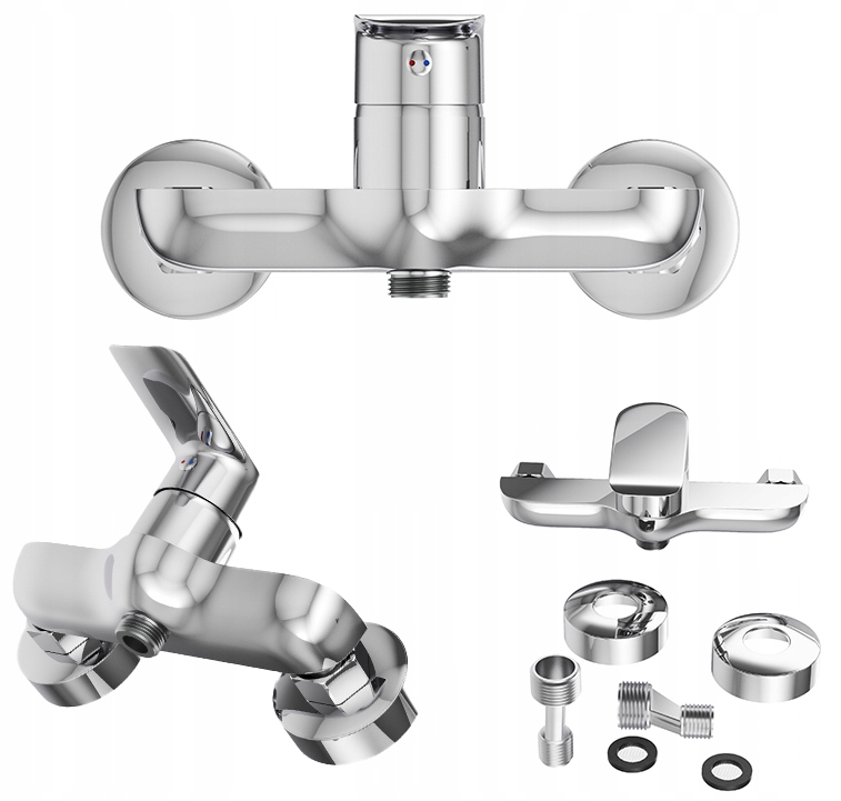 Nástenná sprchová batéria, sprchový kohútik, chróm, kúpeľňová batéria Vito, strieborná