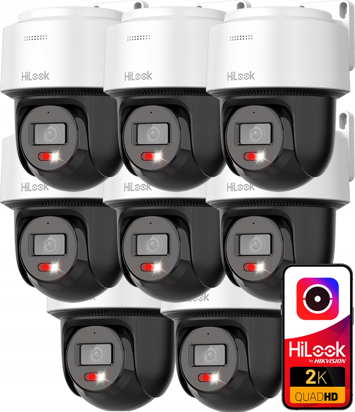 Sada 8 4Mpx rotačných Ip kamier HiLook od Hikvision Audio