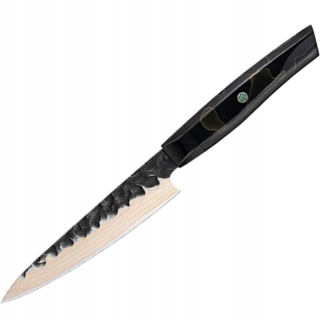 Nóż kuchenny damasceński Zankoku Utility/Czarny/Brązowy KP-37580
