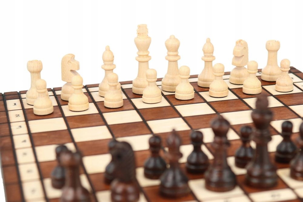 SZACHY TURNIEJOWE DREWNIANE szkolne 27x27 cm wkład + instrukcja Producent inny