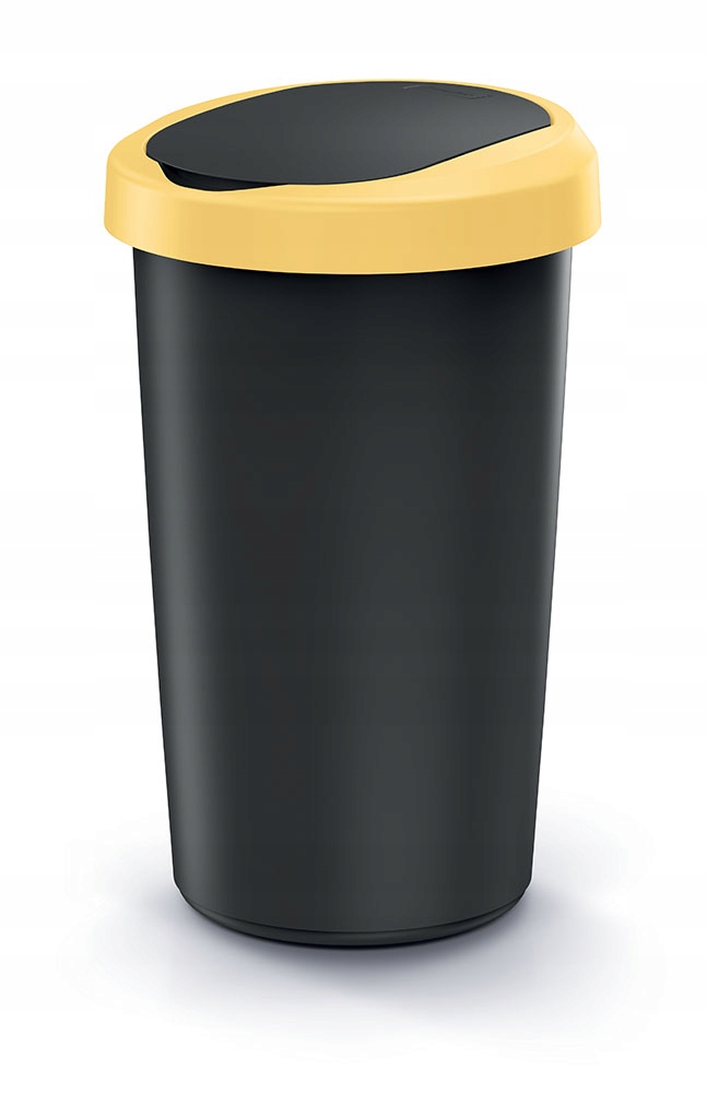 Levně Odpadkový koš Compacta R Flap recyklovaný černý s světle žlutým víkem, obje