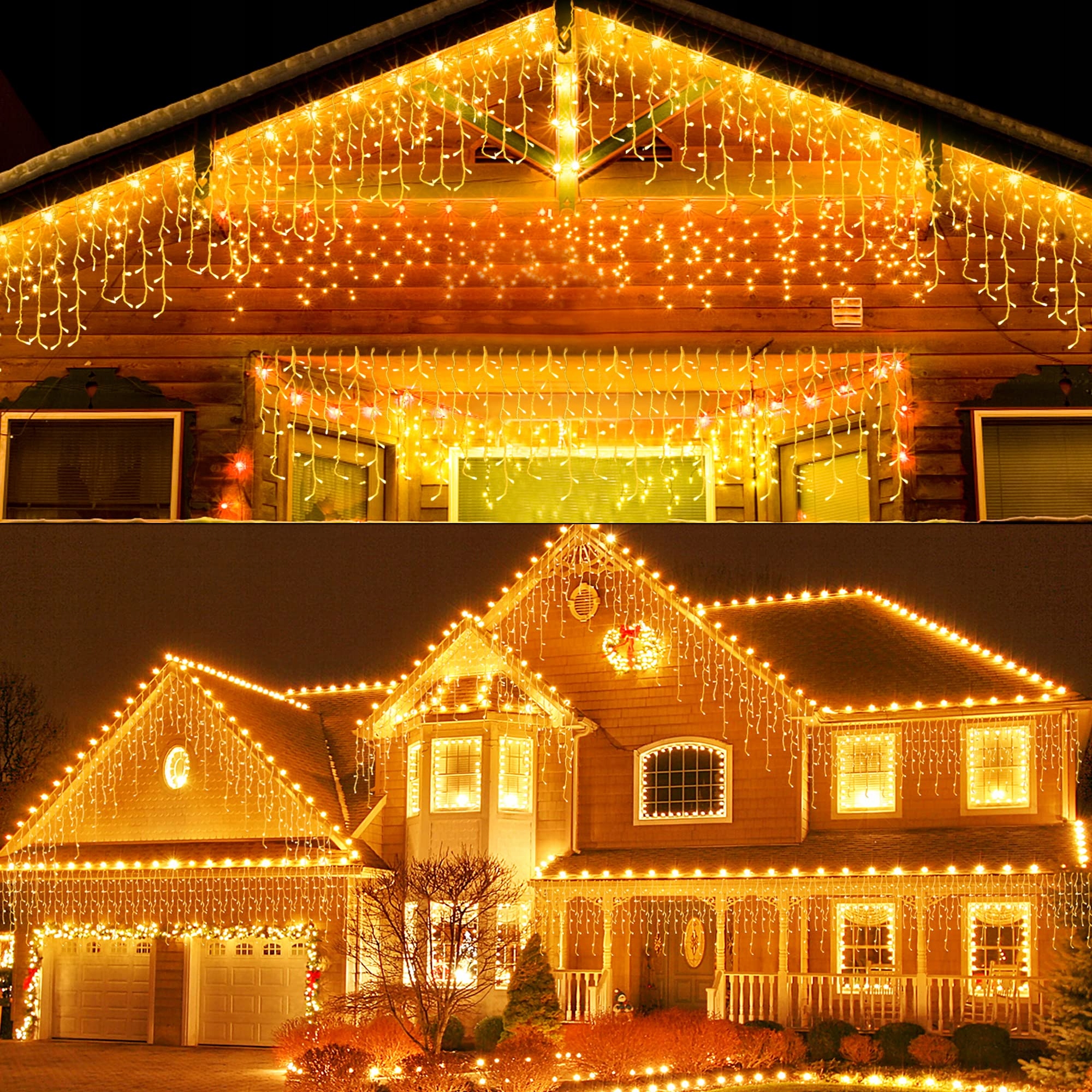 FOBASTON Kurtyna Świetlna 5M 200 LED Ciepły Biały IP44