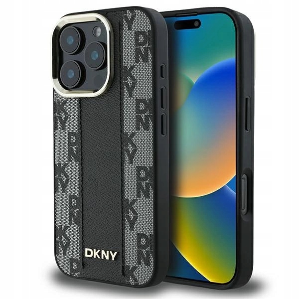 Pouzdro Dkny Checkered Pattern Magsafe pro iPhone 16 Pro černé