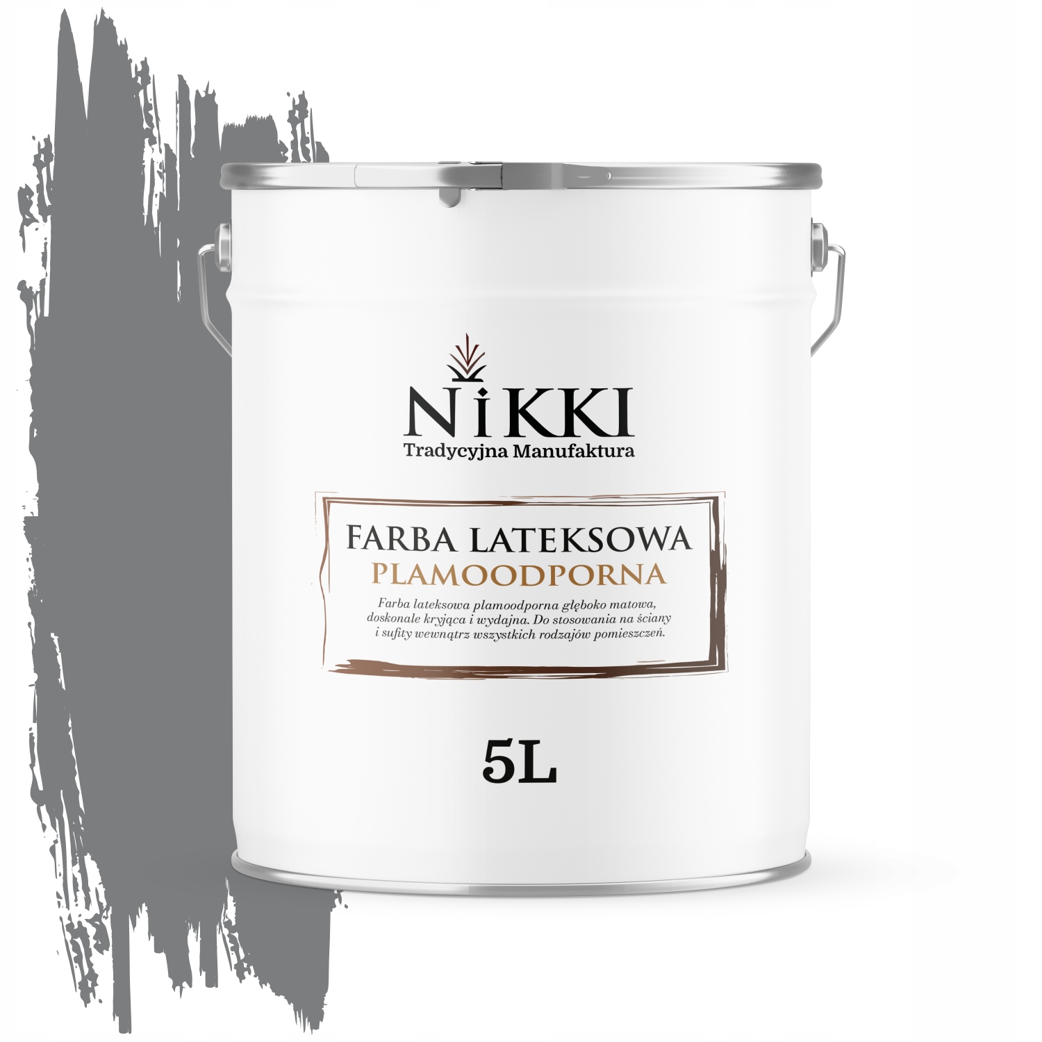 Latexová Farba Odolná Voči Škvrnám Farba Šedá Tmavá H1020 5L Hlboká Matná