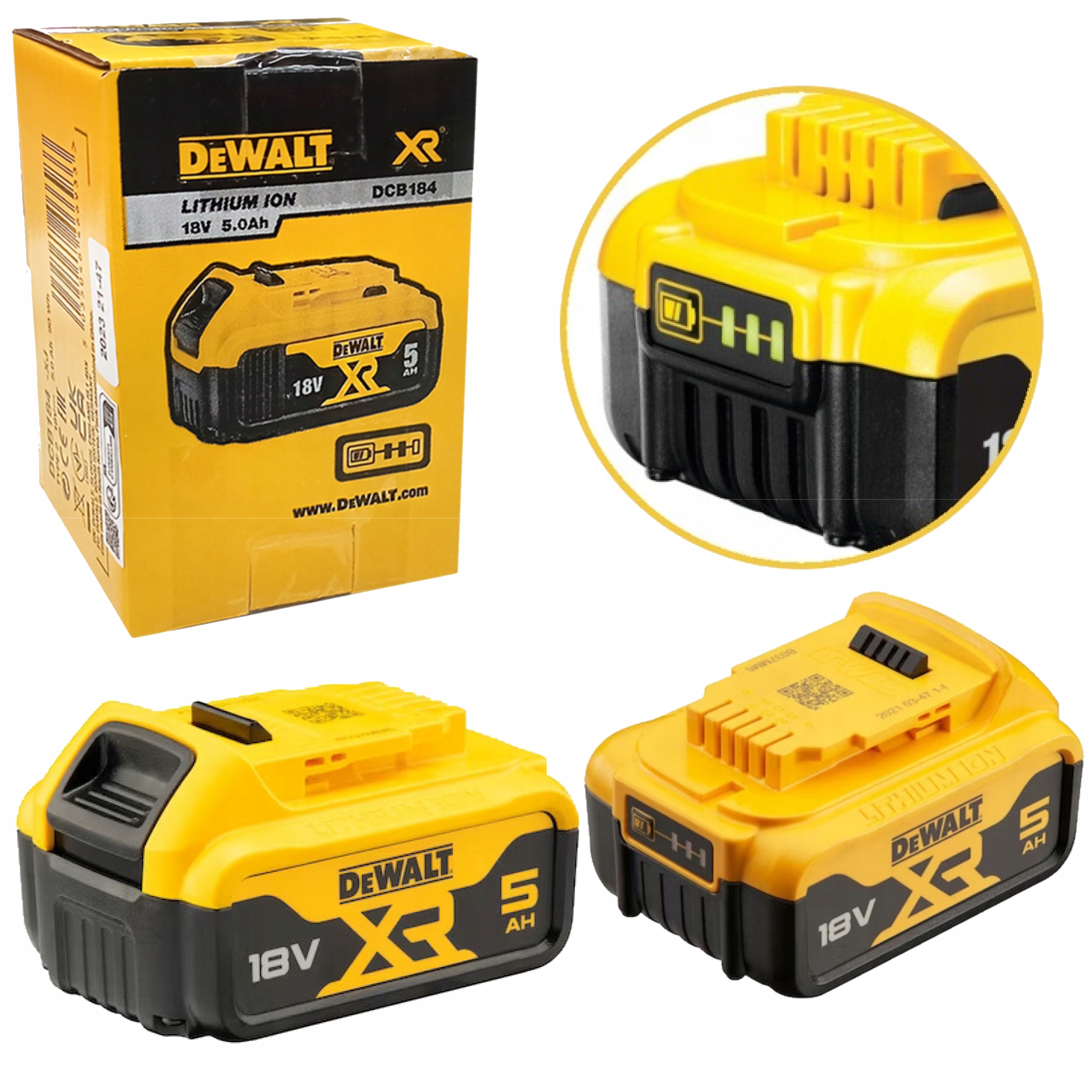 DeWALT Akumulátor baterie 18V 5Ah originál 5,0Ah Li-Ion Xr DCB184-XJ