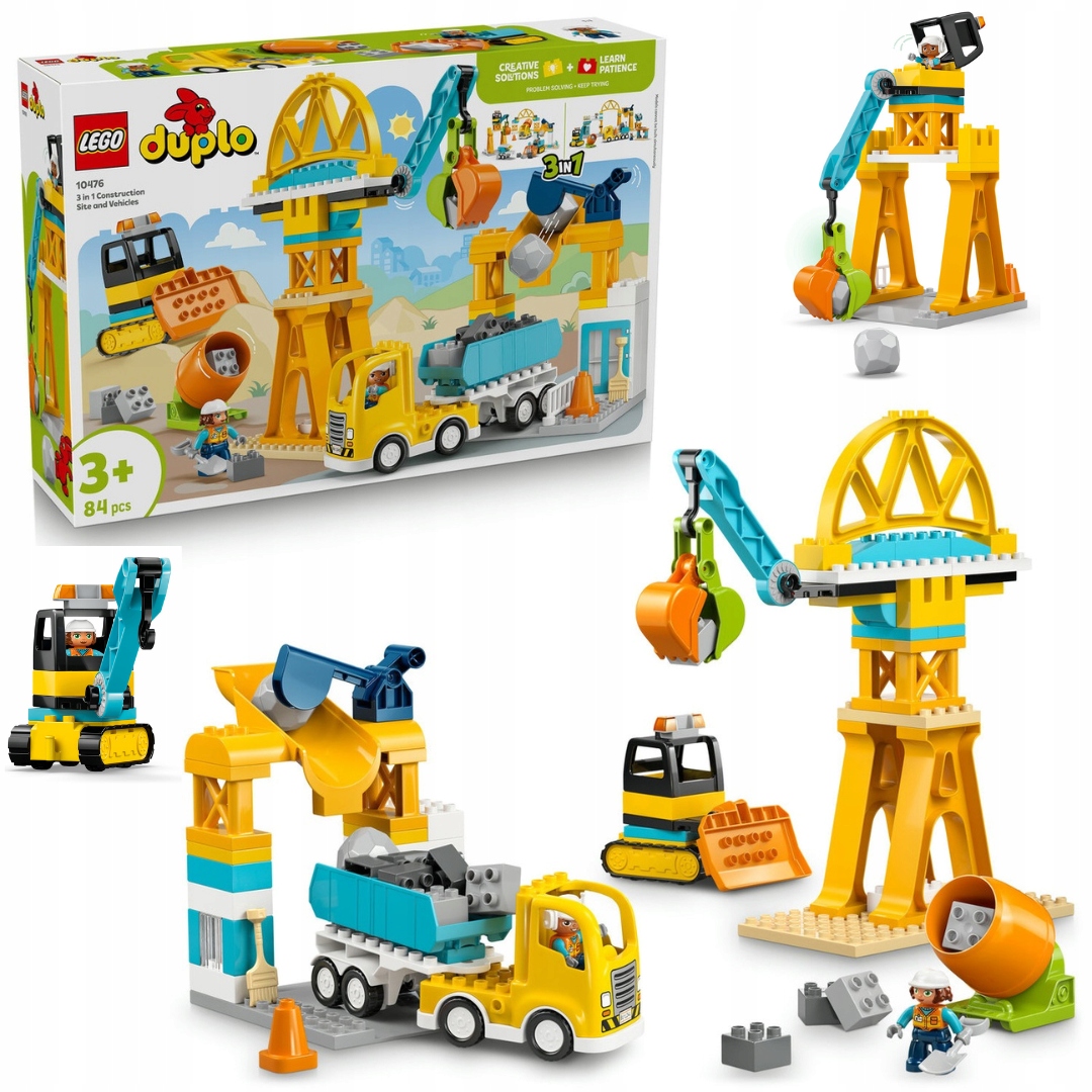 LEGO10476 Duplo Stavební náměstí s vozidly 3v1 Stavebnice