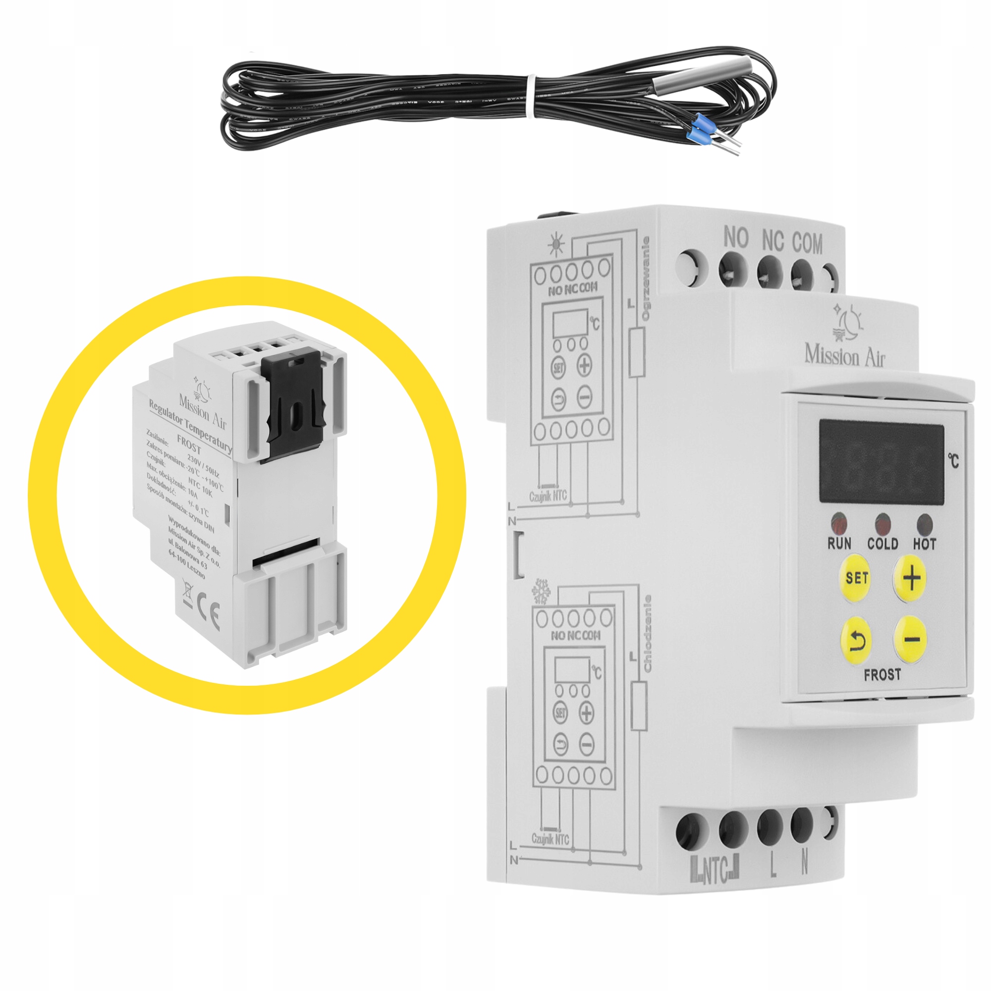 Regulátor teploty na Din lištu senzor Ntc